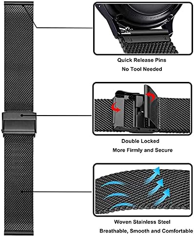 HunmanSaf 2 Pack bendovi kompatibilni sa Huawei Watch Fit Mini opsegom, mrežnom tkanom od nehrđajućeg čelika zamenski remen za zamena nosača za Huawei Watch Fit Mini