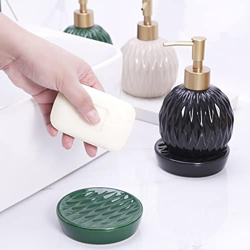 Ceramika Zlatni sapun za sapun za kupatilo, okrugli sapun sa delikatnim reljefnim dizajnom romba