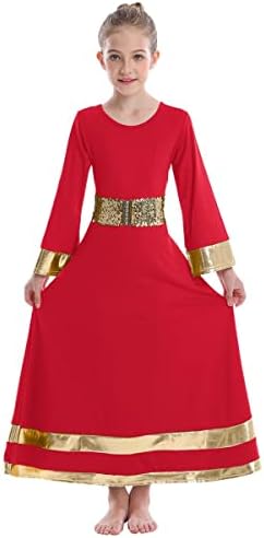Afavoj pohvale plesne haljine za djevojčice metalik dugih rukava obožava liturgijsku lirsku plesnu