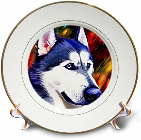 3drose klasični sibirski pseći portret za pse. Narandžasta pozadina Digitalna umjetnost - ploče
