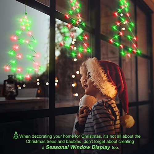 Heceltt božićni prozori, 3 pakovanje baterija 60DLY Christmas Drvo svjetlo 8 Načini Tajmer viseće svjetlo,