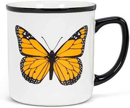 Abbott Kolekcija Početna 27-Monarch Butterfly Rimmed Šolja, Bijela / Narandžasta