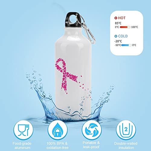 Ružičasta vrpca srca Sport aluminijske boce prenosive sportske boce sa karabinom i zapletom