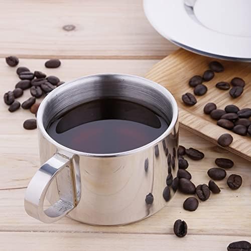 Fladess nehrđajući čelik Espresso Cup set dvostruko zidane kapućino ručke ručke sa tanjurom Shatter Otporno na kafiće, 8 oz