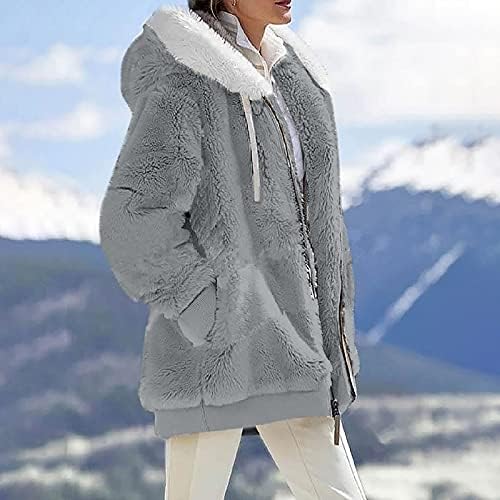 Auimank zimski kaputi za žene, lažni krzneni kaput sueter par mujer Faux krznene jakne plišani kaput sa kaputima sa kapuljačom s dugim rukavima