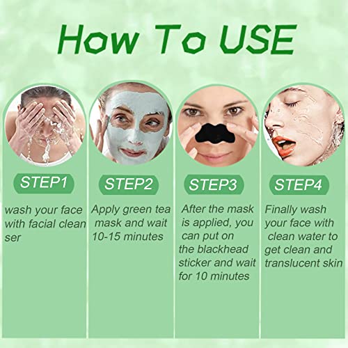 Maska za zeleni čaj Deep Cleanse, zelena maska za lice, štap za uklanjanje mitesera sa zelenim