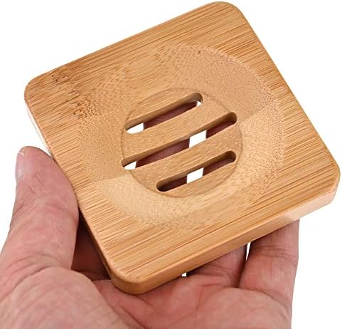 IUAQDP 4 komada kvadratni bambusov držač sapuna, drvena posuda za sapun, posuda za sapun za sapun