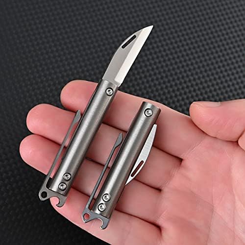 Nbgdy Mini Titanium Knife privjesak za ključeve, mali džepni sklopivi nož, EDC nož za sečenje Kutija.