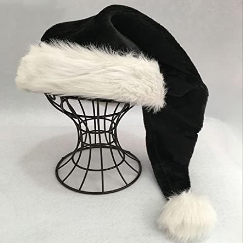 LKQBBSZ Crni Božić Santa šešir, 29,5 inča plišani Božić Santa Claus Božić šešir dugog repa