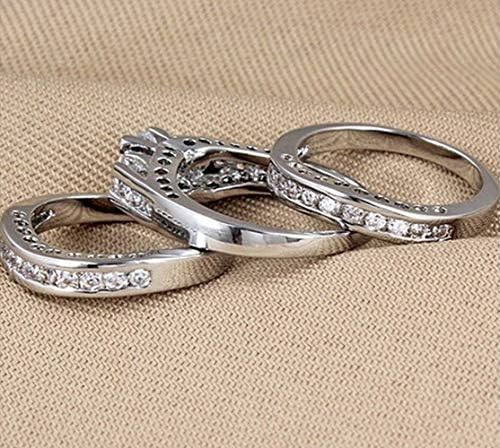 Goldenchen Fashion nakit veličine 6-10 Tro-u-jedan angažman prsten set vjenčani rodijum 925 srebrni CZ Crystal prstenovi
