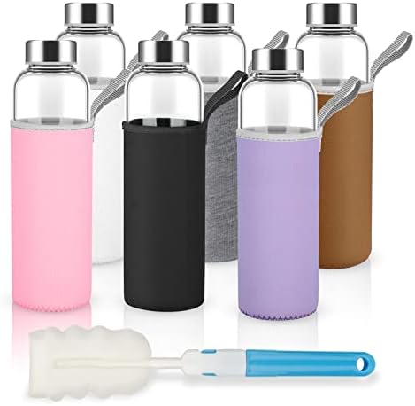 Luxfuel prozirno staklene bočice sa poklopcima 18 oz, staklene flaše za višekratnu upotrebu sa poklopcem od nerđajućeg čelika za sokove, frižider, nepropusan, ekološki prihvatljiv bez BPA, Set od 10