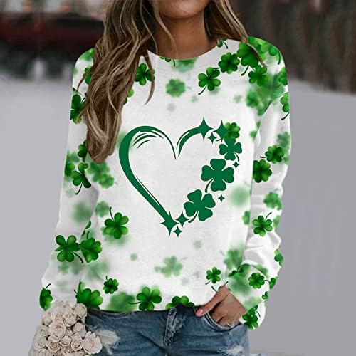 Ženski St. Patricks dan djetelina Duks Casual Crewneck Dugi rukav pulover vrhovi Meki labavi
