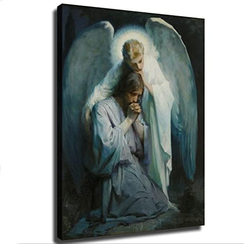 Isus Krist agonija u vrtu anđeo tješi Isusa prije njegovog hapšenja u vrtu Getsemanskog platna zid Art Print Poster slika moderna uredska kućna soba dekor