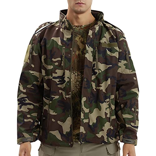 Muški Camo Zip Softshell Tactical Jacket Fleece obložene jakne Windbreaker Pješačka jakna Winter