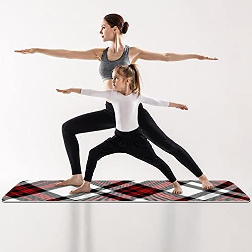 Tartan Plaid Pattern Stripes Red Grey Black Premium Thick Yoga Mat Eco Friendly Rubber Health & amp; fitnes