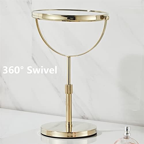 Hihia zlatno stolno ogledalo za šminkanje 8 inča dvostrano 7x uvećanje, okruglo stolno ogledalo podesivo po visini, kozmetika podesiva po visini
