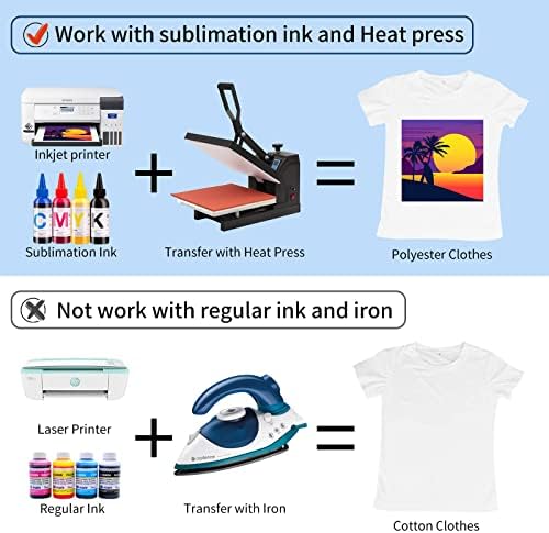 HTVRont sublimacijski papir 8,5x14 inča - 120 listova jednostavan za prenos sublimacijskih papira za majice, Tumblers, Šolice