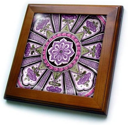 3drose ljubičasta i ružičasta cvjetna Meksička pločica geometrijski Sažetak. - Uramljene Pločice