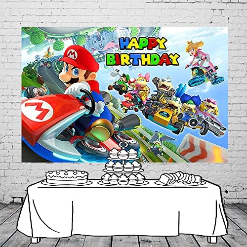 Cartoon Super Car Happy Birthday pozadina za potrepštine za zabavu 59x38in Cartoon Game Background