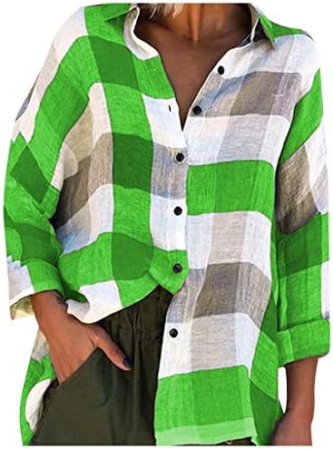 QIUYI bluza labavi vrhovi provjerite ženske rukave s dugim modnim printom ženska bluza Blusa Feminina