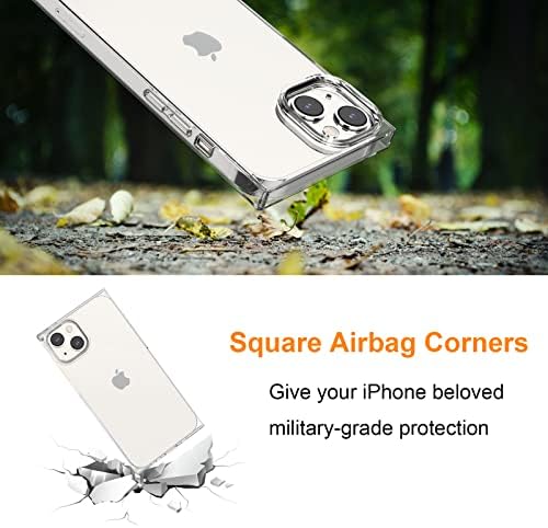 Anhong Clear Square Case kompatibilan sa iPhone 14 / iPhone 13 6.1 inch, HD Clear Cover poboljšani uglovi TPU jastuk, meka TPU futrola za apsorpciju udara