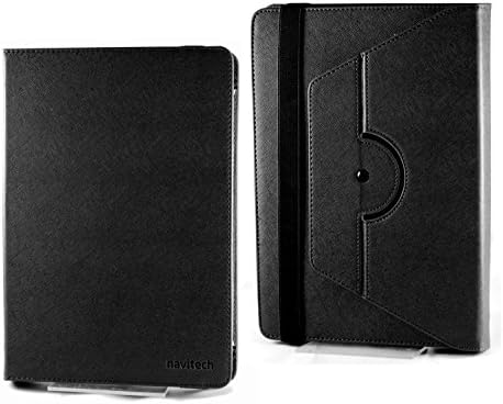 Navitech crni poklopac od umjetne kože sa 360 rotacijskim postoljem kompatibilan sa tabletom Avoca 7 od Carphone Warehouse