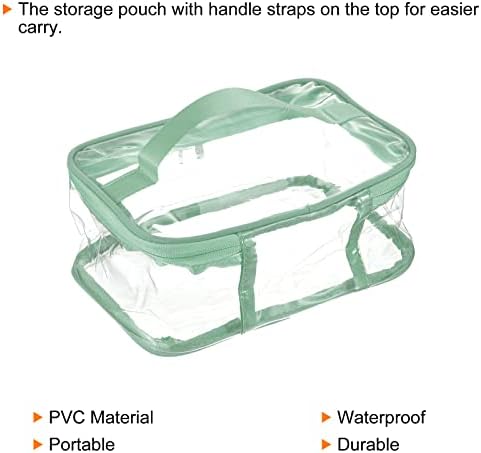 Patikil 8.3 X5.9 X3.5 Clear Toalet torba, pvc vrećica za šminku Kozmetička torbica sa ručicama sa patentnim zatvaračem Vodootporna za putničku kućicu, zelena