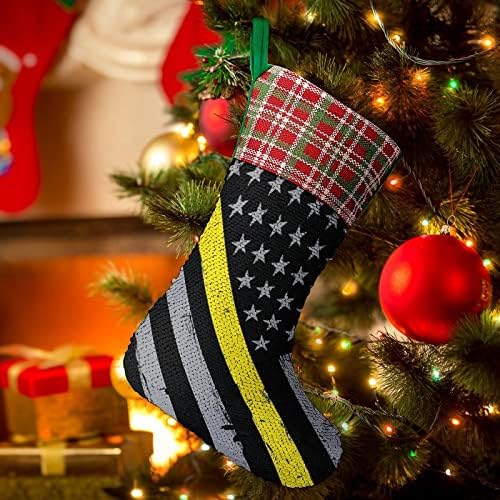 911 Dispečer tanka zlatna linija zastava zalogaj božićne čarape sjajni zid viseći ukras ukras