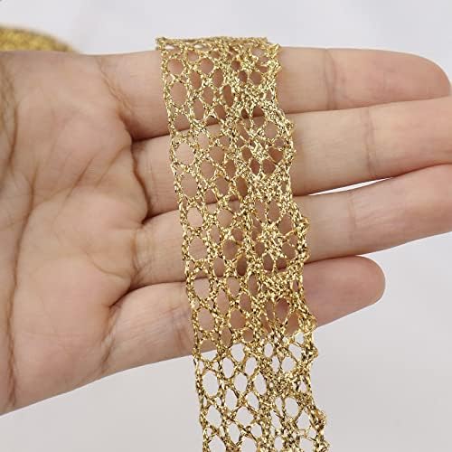 Zlatna čipka TRIM vintage Crochet čipka traka za obrtna čipka za šivanje, poklon paket zamotavanje, svadbeni vjenčani ukras, potrepštine za spomenike