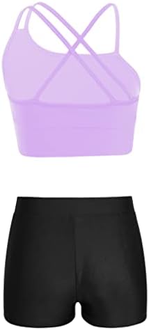 Hansber Kids Girls 2 Piece Dance Outfits Crop Top sa guza šorc aktivni Set gimnastika triko plesna odjeća za kupanje