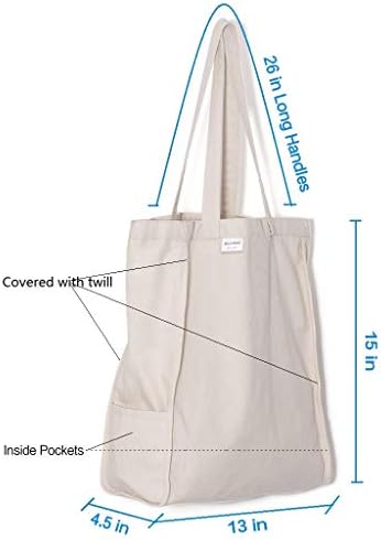 Andes Heavy Duty Platnena torba, ručno izrađena od 12 unci prirodnog pamuka, savršena za kupovinu,