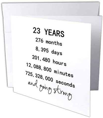 3dRose 23 godina u mjesecima dani sati minuta sekundi godišnjica postaje jaka-čestitka, 6 sa 6 inča