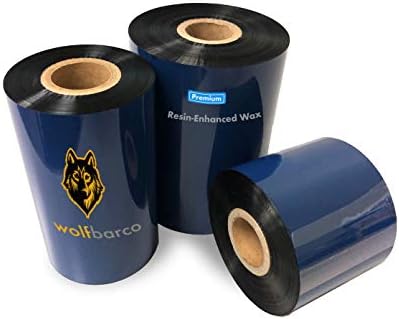 6 Rolls Wolfbarco 3.15 x 1345' Premium Wax / Resin thermal Transfer Ribbon za Label & amp; barkod za SATO