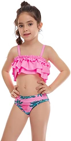 Baby Swimming Odijelo Djevojčice Kupaći Kostimi Kupaćim Kostimima Mala Beba Kupaći Kostim Bikini Dvodijelni Cvjetni Ruffles Odjeća Za Plažu
