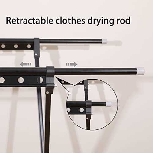 BAOYOUNI Rolling Odjeća veš stalak za sušenje na točkovima sklopiva vješalica za odjeću stalak