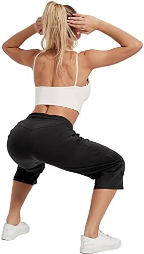 SpecialMagic ženske kapri hlače labavi joga pamuk Capris duksevi 3 džepa široka nogavo nacrtavanje padžama hlače