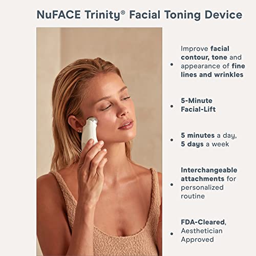 Nuface ograničeno izdanje Trinity Mikrostrujnog režima nege kože – uređaj za toniranje lica sa aktivatorom svilene kreme, Super peptidnim pojačivačem i četkom za aplikator