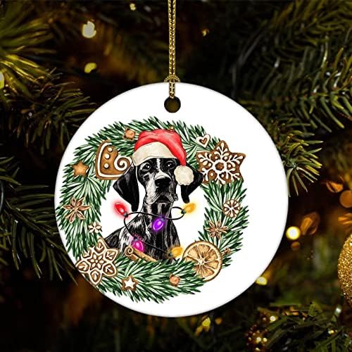 Cheyan Funny pas i cvijet vijenac Božić porculan ukras Home dekoracije Božić privjesci pas ljubitelj Božić