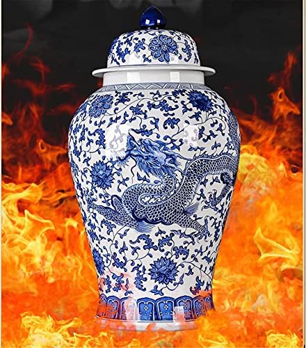 Aadecor keramičke staklenke, čaj jar, kišni tezaci kineskog stila, plavi i bijeli đumbir JARS Zmaj hram