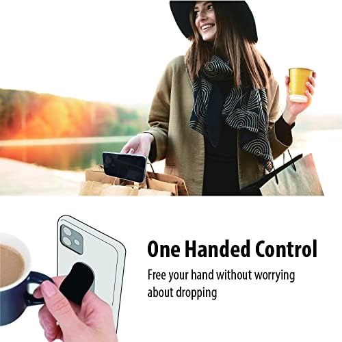 Momostick Flatstick, držač trake za prst za mobilni telefon za ruku, stalak za mobilni telefon, novi Selfie držač s tankim prstom kompatibilan s većinom pametnih telefona-crna koža
