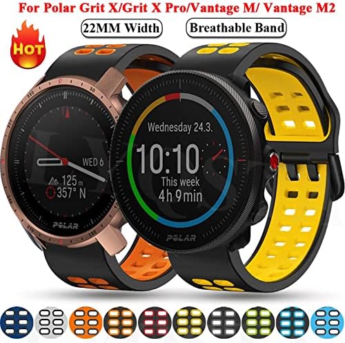 Eeomoik Soft Silikonske nabora za narukvice za Polar Vantage M2 Smart Watch Band Polar Grit X / PRO / VANTAT M pojas Sport 22mm narukvica