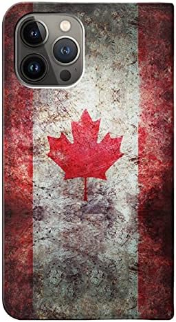 RW2490 Kanada javorov list Zastava tekstura PU Koža Flip Case Cover za iPhone 13 Pro