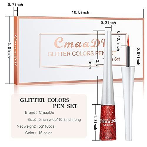 evpct 16 boja Liquid Glitter eyeliner Sets Eyeliner Glitter Liquid Liners za žene Bijela Srebrna