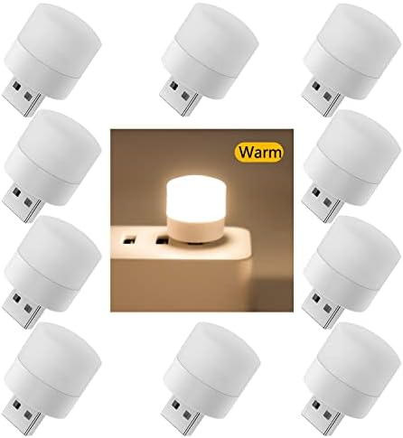 LED noćna lampa, Mini USB lampa, Plug-in, Energetski efikasna, idealna za spavaću sobu, kupatilo, dečiju sobu, kuhinju, hodnik, 10 pakovanja