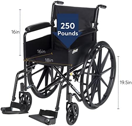 Pogon medicinski SSP118FA-SF Silver Sport 1 sklopiva transportna invalidska kolica sa punim rukama i uklonjivim zakretnim osloncem za noge, Crna
