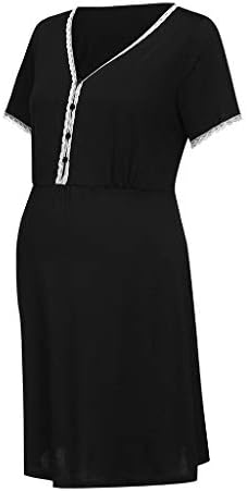 Ženska haljina materice casual majica s kratkim rukavima V-izrez The The Dress haljina za dojenje S-2XL