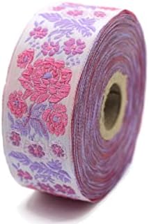 11 Dvološka kale 1,37 inča široka ružičasta cvjetna jacquard vrpca srednjovjekovna obloga tkanina retro