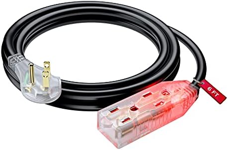 Maximm ravna utikač kabel - 6 stopa 16 AWG / žica, višestruki otvor - 3 prongl kutni dodaci za produžni kabel, popisan ETL - crna - 6 stopa