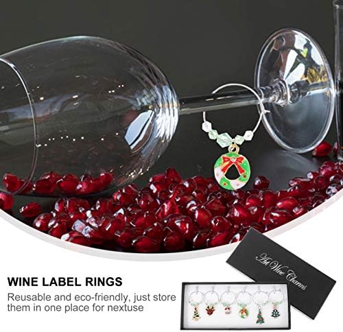 YARDWE trendi nakit Božić Metal vino staklo čari: 6kom Zeleni Božić stablo degustacija vina markeri prstenovi