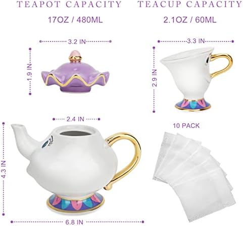 LEEPENK Gospođa Potts čajnik Disney Ljepota i zvijer čajnik & šolja Gospođa Potts i čip Set za čaj idealni pokloni za djevojčice i uređenje Domal
